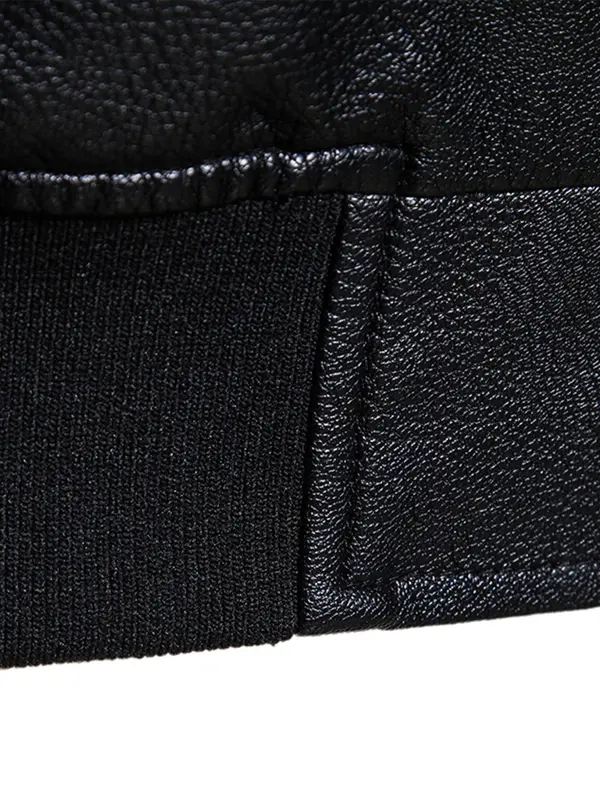 Men's Slim Graphic Zipper Pocket PU Leather Jacket, Stand Collar Long Sleeve Outerwear For Men, Men's Clothing For Fall & Winter 5
