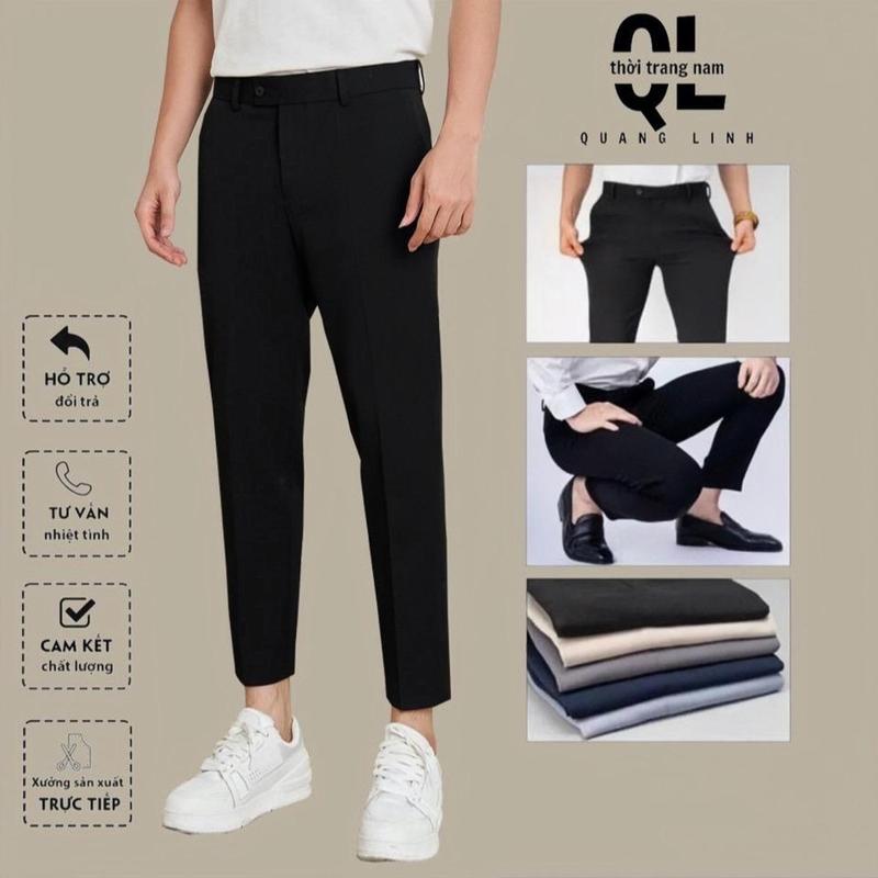 Quần Âu Nam chất vải [Tuyết Mưa] co gián nhẹ,Quần tây nam vải dày không nhăn,không bay màu ống dáng Hàn Quốc Trơn Ôm gọn  Ong  Pants Menswear