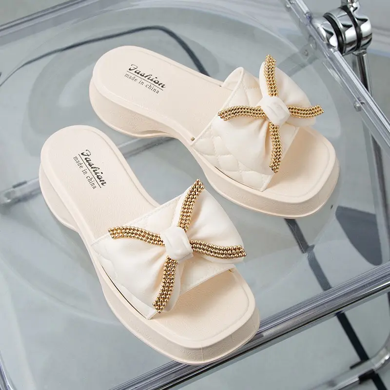 Dép nữ đế dày xỏ ngón đi trong nhà thắt hình nơ cho các chị em DéP Shoes 6