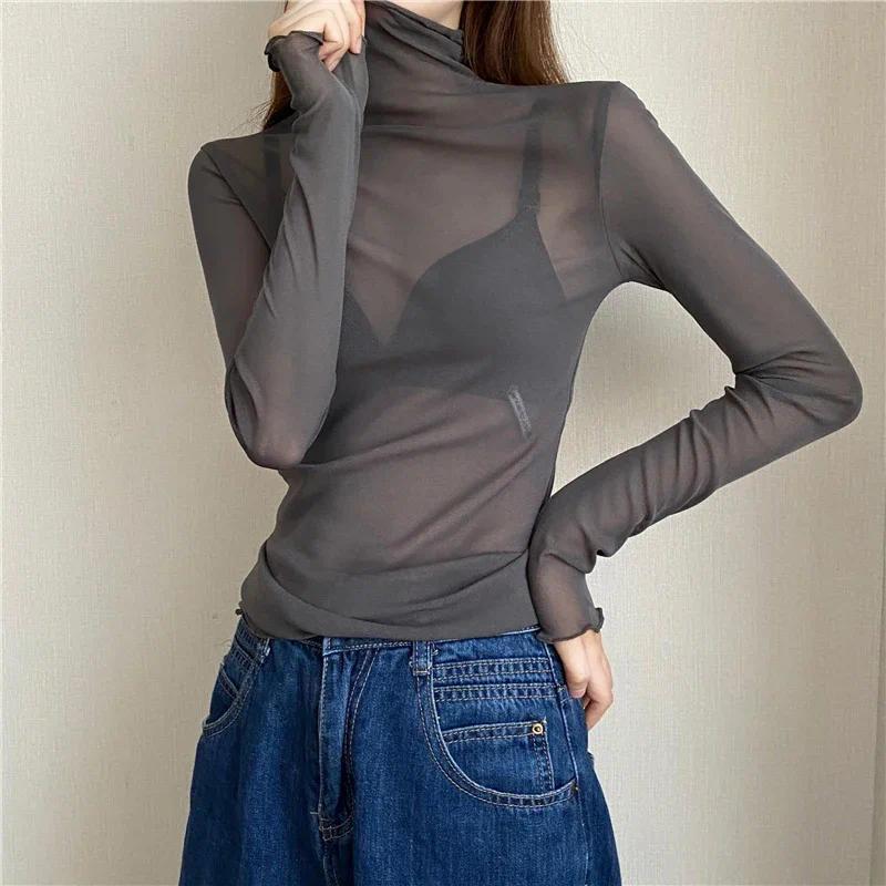 Product Introduction of Áo Thun Nữ, Áo Dài Tay, Xuyên Thấu Đối, 1 Chiếc Top Women 5