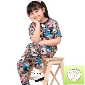 Kiminori RANO.CP Setelan Baju Anak Lengan Pendek Celana Panjang Fashion