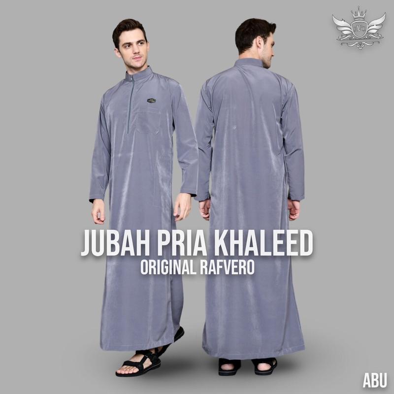 RAFVERO Jubah Pria Khaleed Dewasa Hitam Polos Muslim Panjang Bahan BSY Premium Size M L XL Gamis Pria Lazat Non Katun Non Sutra 5