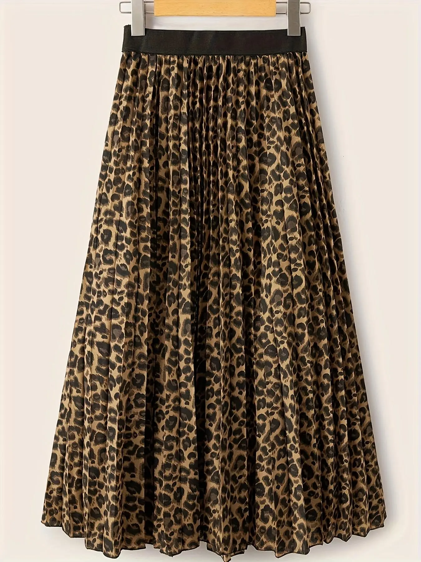 Women's Leopard Print Long Skirt, Elegant Fashion Casual Pleated Skirt for Daily Outdoor Wear, Women Bottoms for All Seasons