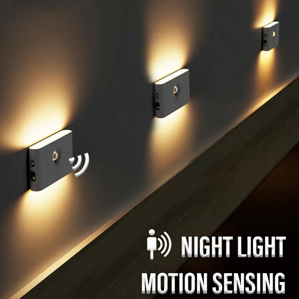 Motion Sensor Light Intelligent LED Induction Nightlight Type-C Rechargeable Human Sensing Lamp