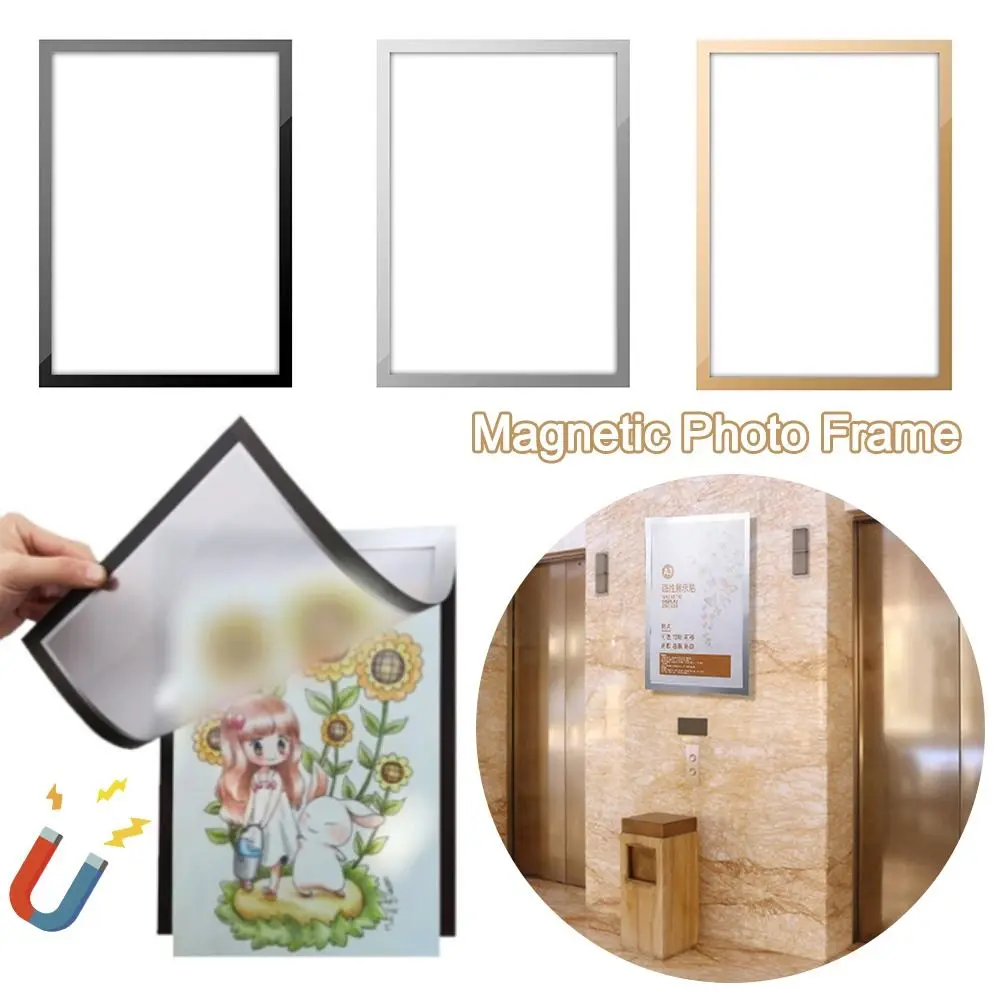 Adhesive Wall Frame A4 8.5x11inch Magnetic Photo Frame Self Adhesive Poster Certificate Artwork Magnetic Picture Frames Wall Home Decor Photo Display Wall Stick Frame