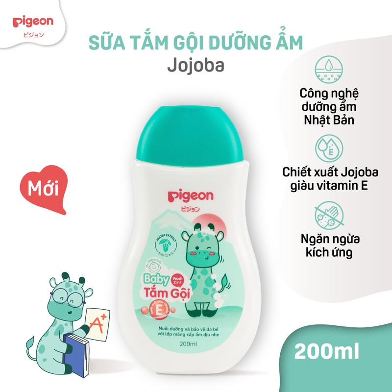 Sữa Tắm Gội Dịu Nhẹ Pigeon cho bé Hương Jojoba 200ml/ 700ml Dịu Nhẹ Mềm Mại An…