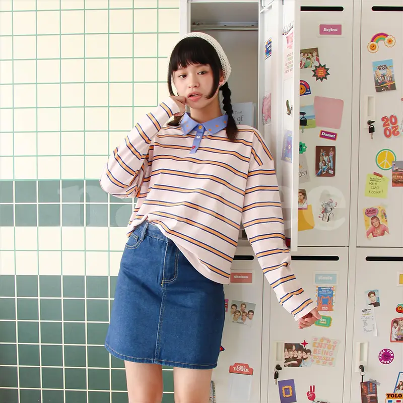 Kaos Polo Crop / Crop Top Polo Oversized Print - NAOTEE KAOS 3