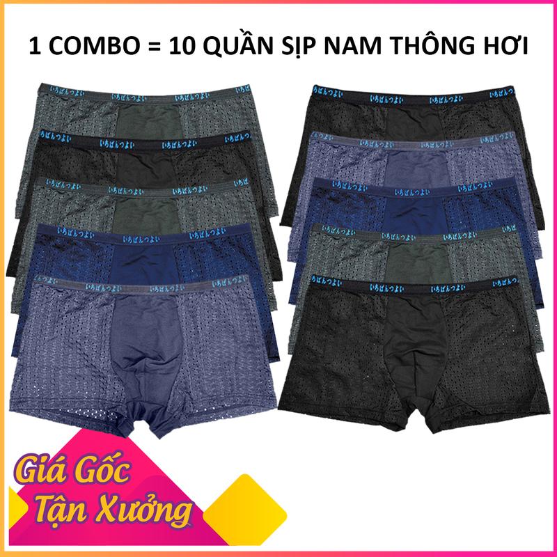 Combo 10 quần boxer nam thông hơi lưới Nhật quần sịp nam thun lạnh co dãn 4 chiều có nhiều lỗ thoát khí thoáng mát quần lót nam Menswear thấm hút tốt