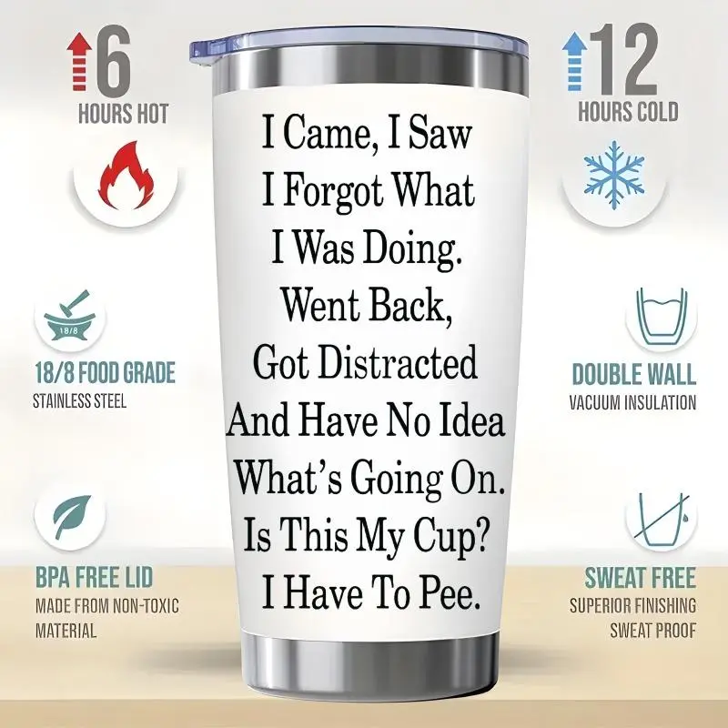 20oz Stainless Steel Tumbler with Lid, 1 Count Reusable Car Cup for Hot & Cold Beverages, Perfect Birthday & Holiday Gift 3