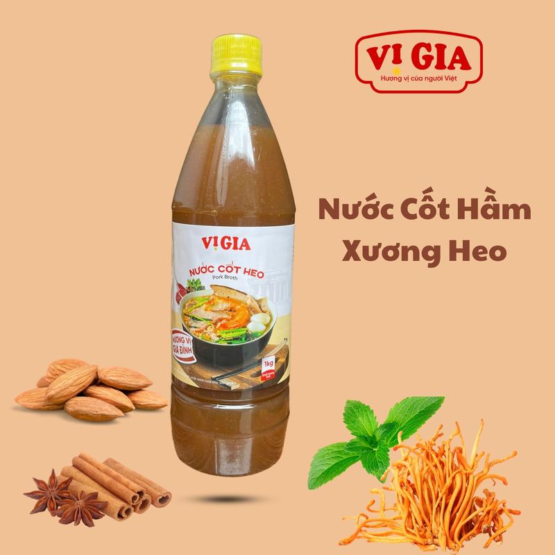 Nước Cốt Phở Heo cô đặc Vị Gia 1kg, thơm ngon chuẩn vị, an toàn, tiết kiệm, 100% nói không với chất bảo quản có hại. Nước Sốt Gia Vị