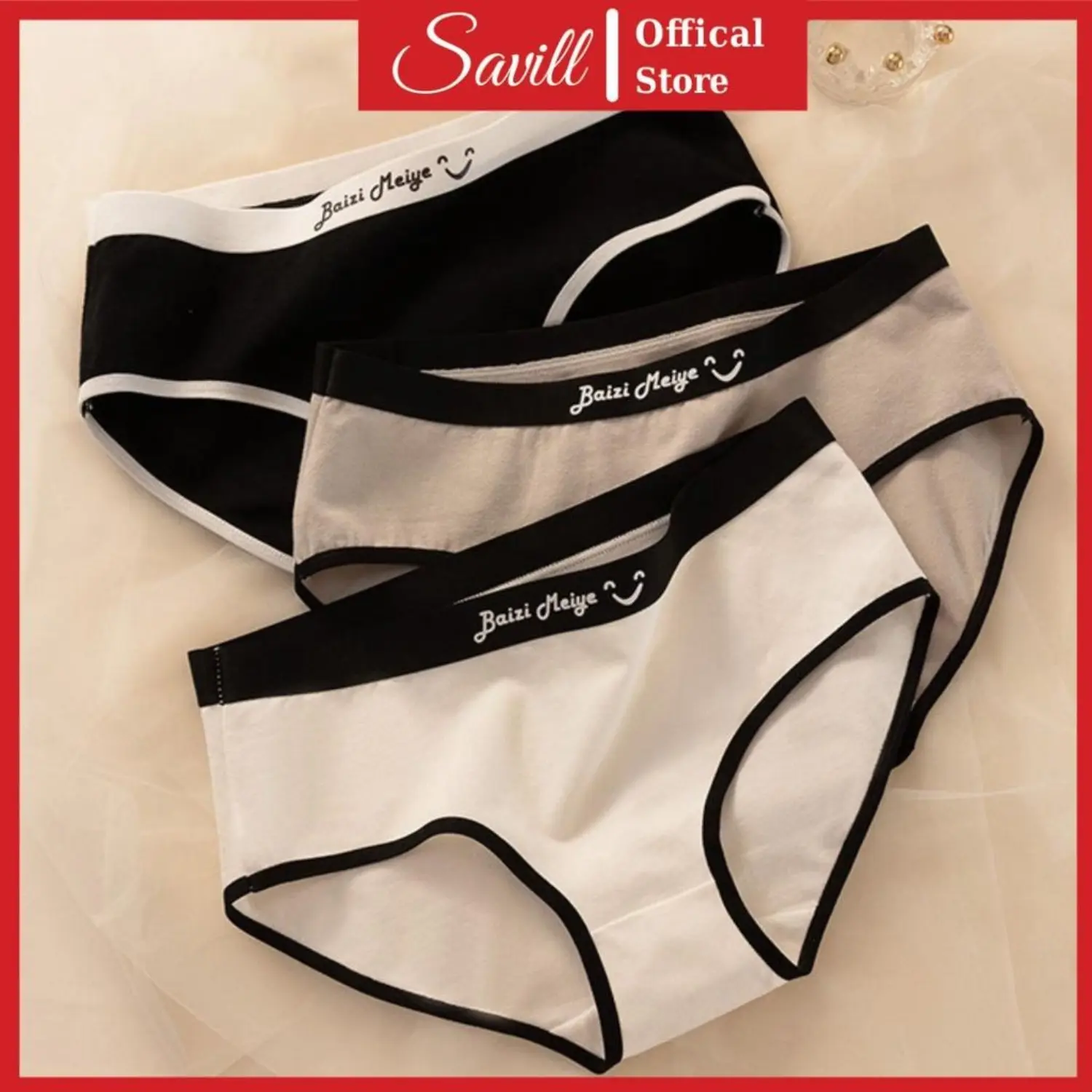 Quần Lót Nữ Cotton Cạp Vừa Chữ In, Quần Chip Nữ Đáy May Chắc Chắn, Thấm Hút Mồ Hôi Savill L8822 Women Voi