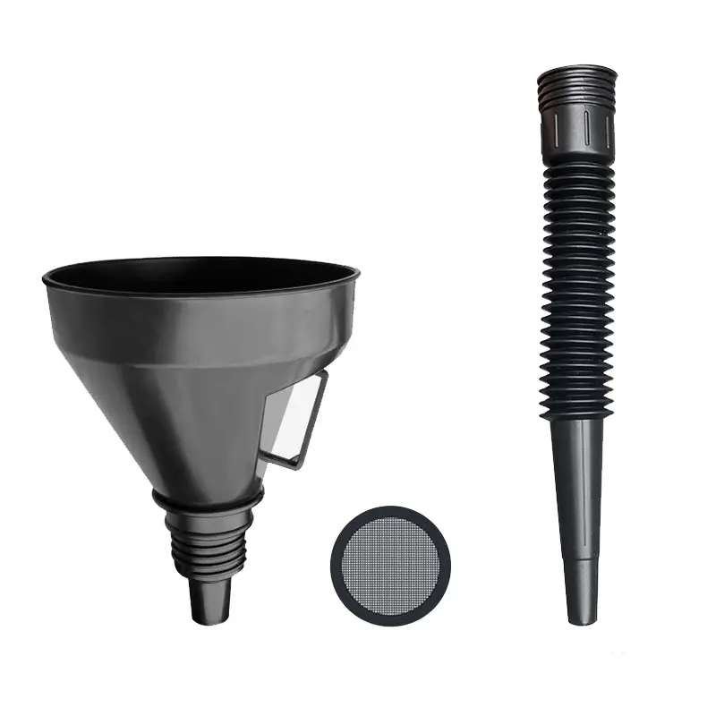 Corong Flexible Oli Air Minyak Bensin Wide Mouth Funnel Retractable Bendable Hitam Plastik Wadah Kitchenware