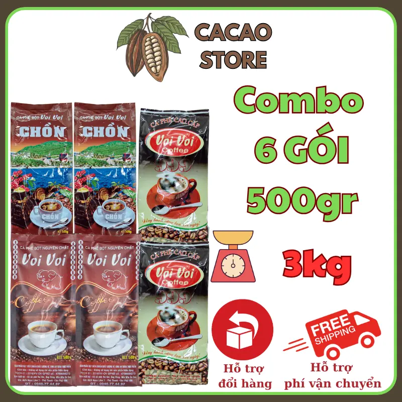 COMBO 6 GÓI cà phê 1 kg chon 1kg voi 999 1kg voi 1 coffee hương vị dộc đáo combo 6 bittersweet  coffee Cafe Bột tea  coffee cà phê  3 miền chồn chính hãng