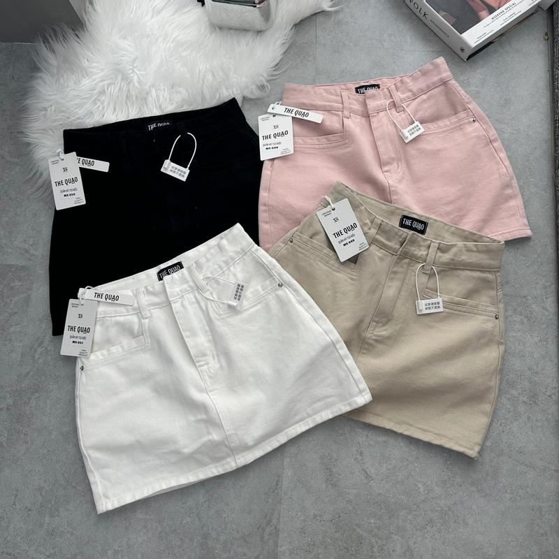 THE QUẠO - Chân Váy Nữ Lưng Cao Viền Túi Kiểu Bốn Màu R0707_490