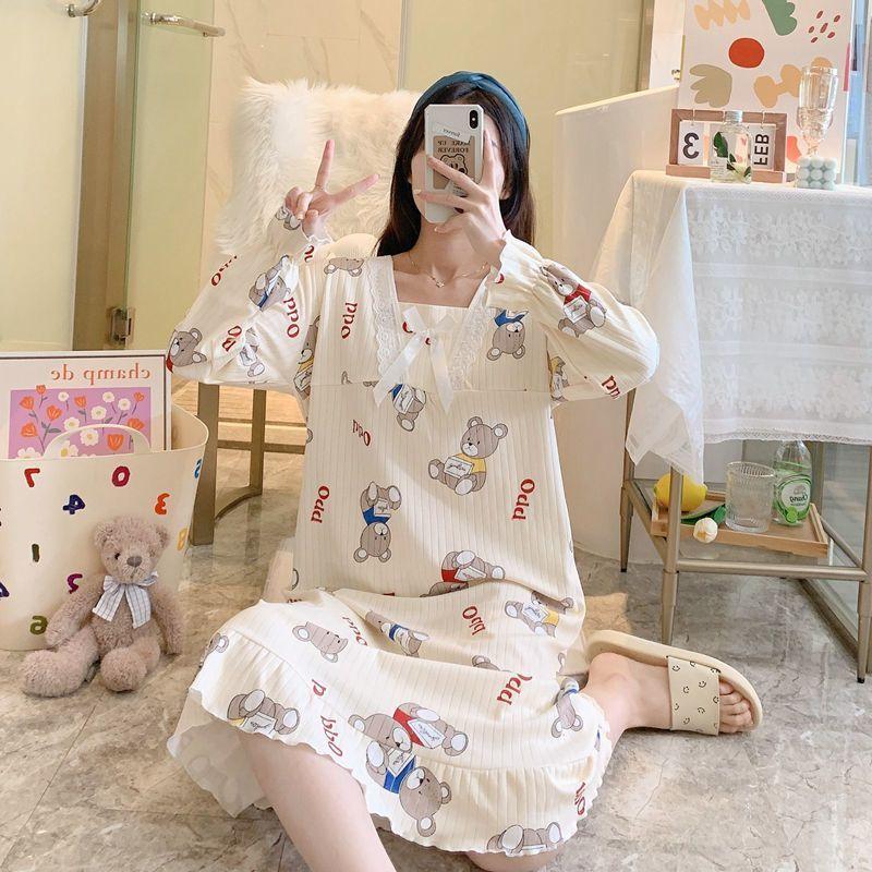 Đồ Ngủ Nữ, Bộ Sưu Tập Thu Đông, Váy Ngủ Dài Tay, Phong Cách Công Chúa Dễ Thương Ngọt Ngào Hàng Mới Về, Thích Hợp Cho Học Sinh Và Phụ Nữ, Mặc Nhà Mùa Thu, 2024 3