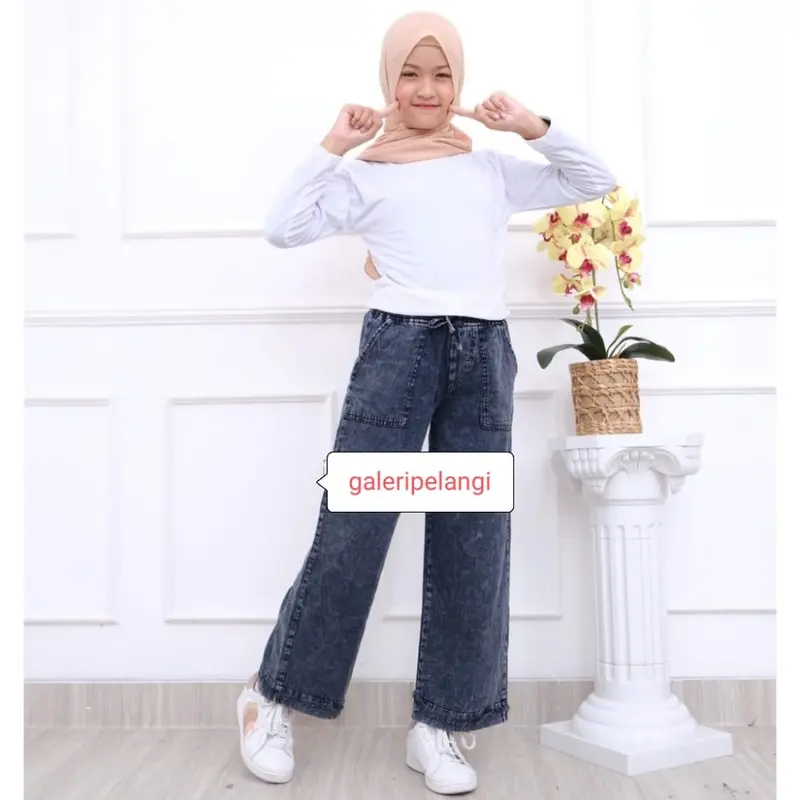 Celana Kulot Jeans Anak Perempuan Umur 4-12 Tahun Premium 3