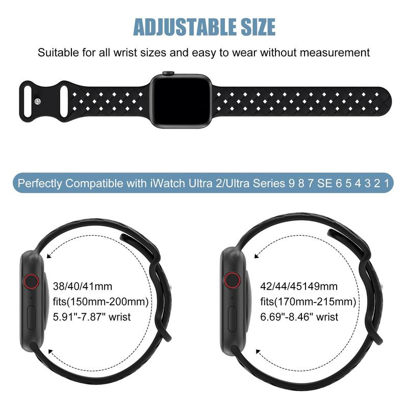 Sports Silicone Watch Band (Band Only), Breathable Soft Replacement Watch Band, Fashion Smart Watch Band Compatible with Apple Watch Series, Sports Watch Band 1