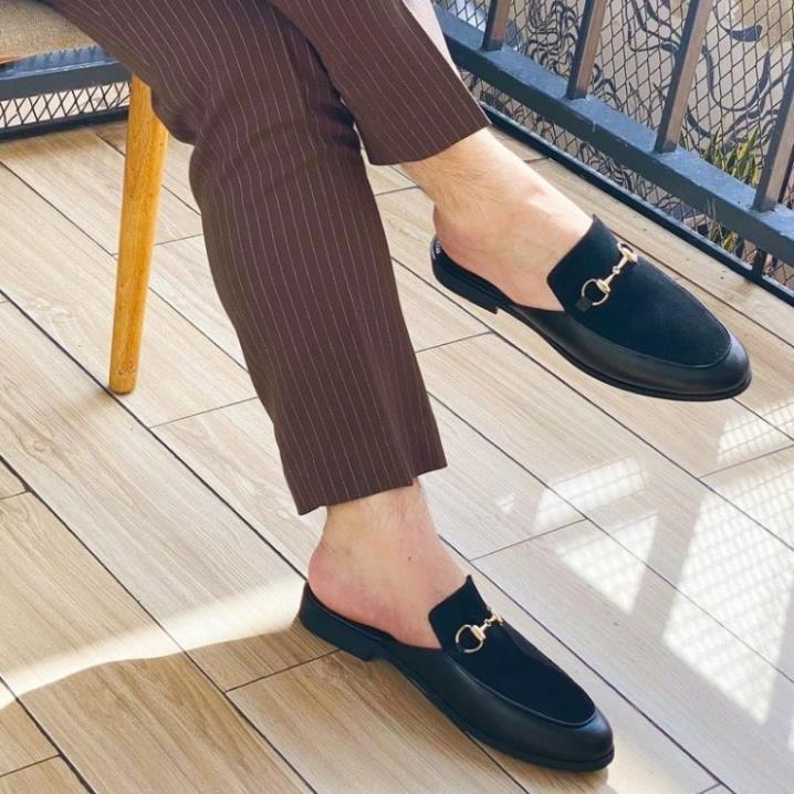 sục nam cao cấp > sục nam hở gót da lộn gắn mắc tai chuột sang trọng, thoải mái cho chân, dễ dàng phối đồ , đẹp mọi nơi Shoes DéP Đế Bằng GiàY 4