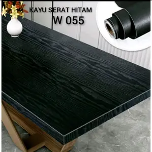 Stiker Kayu Furniture Bertekstur Serat Warna Hitam Anti Air Anti Minyak Mudah Di bersihkan