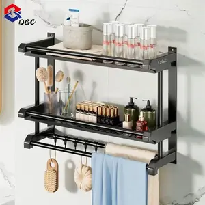 DGC Rak Kamar Mandi Hitam Rak Sabun Kamar Mandi Stainless Rak Dinding  Rak Multifungsi