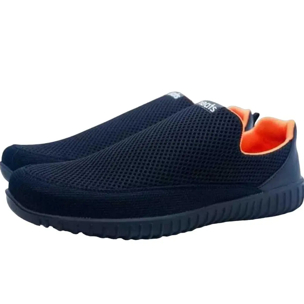 Shoestea. Sepatu Slip On Pria / Sepatu Slip On Pria Paduan Warna Hitam/Orange