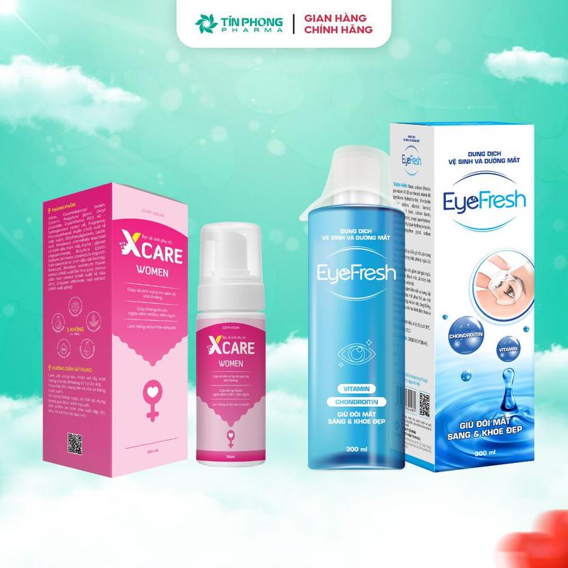 Nước Rửa Mắt Eyefresh 300ml + Dung Dịch Vệ Sinh Nữ Xcare Women Dạng Bọt Làm Sạch Dịu Nhẹ, Cân Bằng Độ pH 100ml
