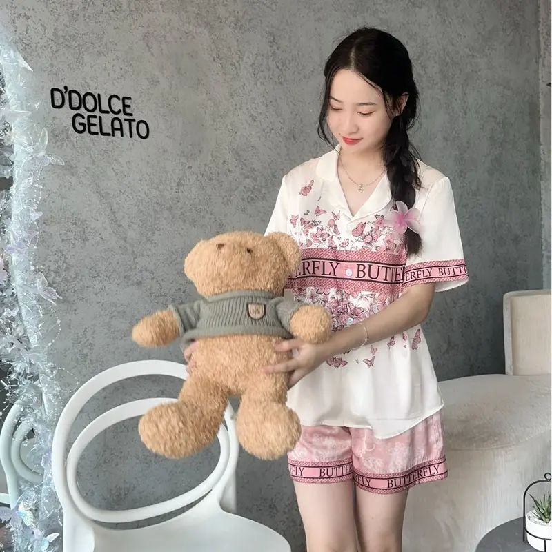 Pijama cánh Bướm Buterfly lụa Satin dành cho Nữ  - Cộc đùi Women 5