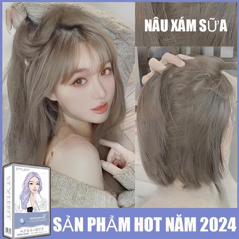  Thuốc nhuộm tóc màu NÂU XÁM SỮA thuốc nhuộm tóc không cần tẩy kem nhuộm tóc tại nhàSTYLE FIT tặng kèm dụng cụ Đổi Màu Tóc Nữ 