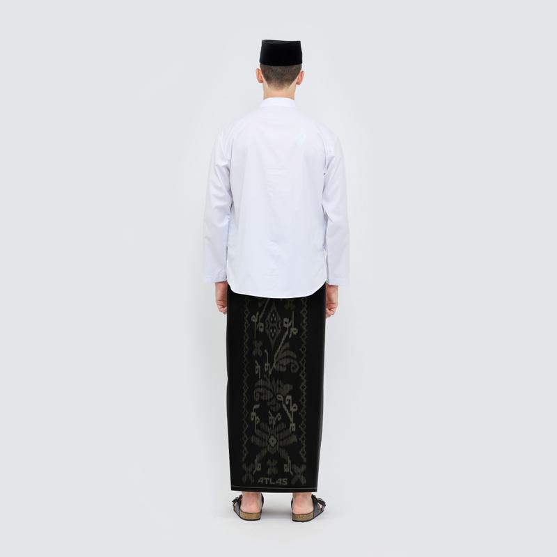 Sarung ATLAS Premium 725 Tumpal Kembang Polos Warna Hitam 01 1