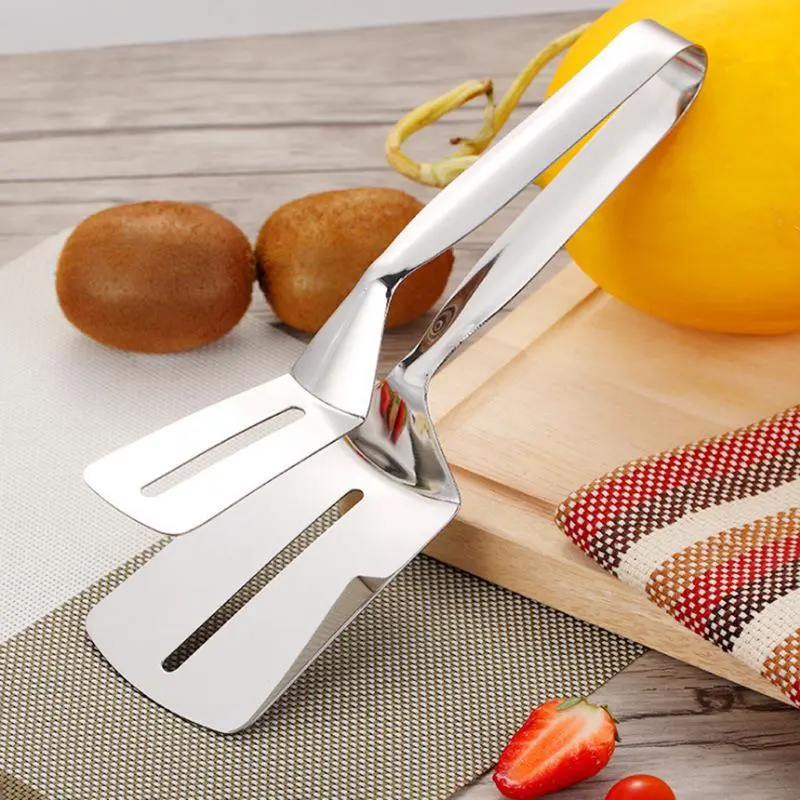 Stainless Steel Frying Spatula Clip, 1 Count Multifunctional Kitchen Spatula, Household Kitchen Tool for Outdoor Barbecue Fried Egg, Utensils 4