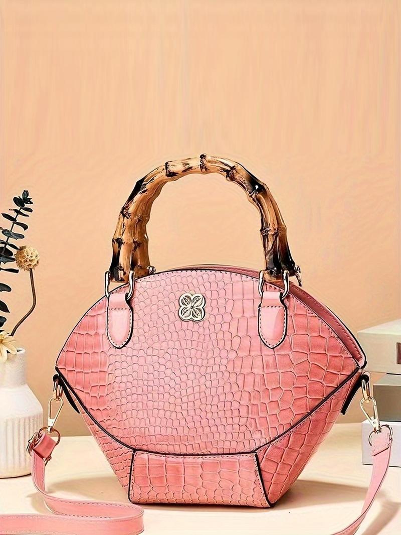 Product Introduction of Fashionable crocodile pattern decor Handbag, Elegant Pu Leather Zipper Shoulder Bag for Women, Casual Trendy Versatile Daily Commuting Bag, Girl Fashionable Shopping Bag 0