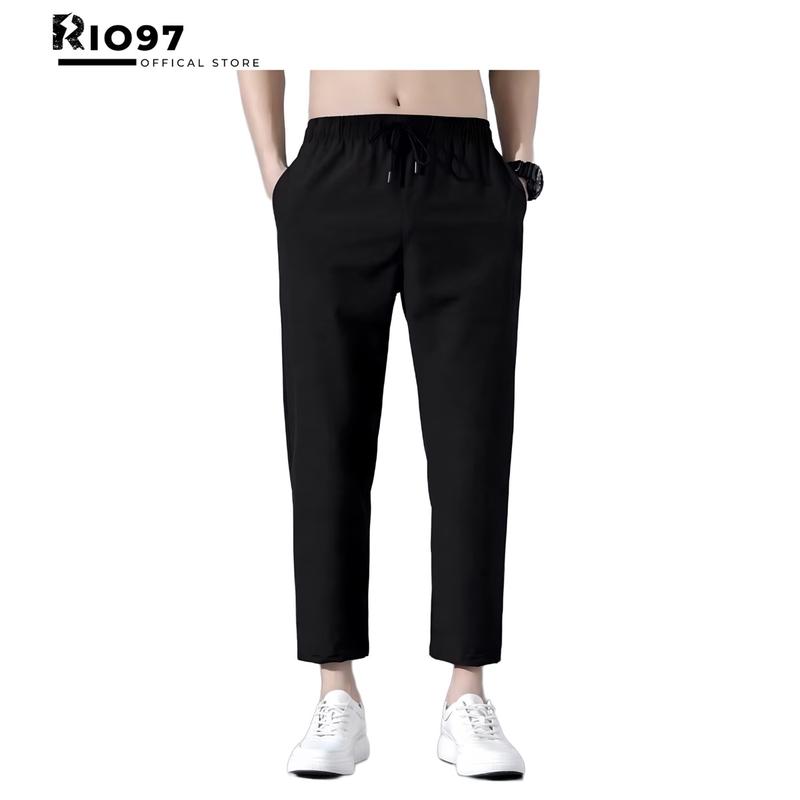 Quần Thể Thao Nam Nữ Ống Suông Thun Poly 2 Da Co Giãn Đen Và Xanh Đen Menswear