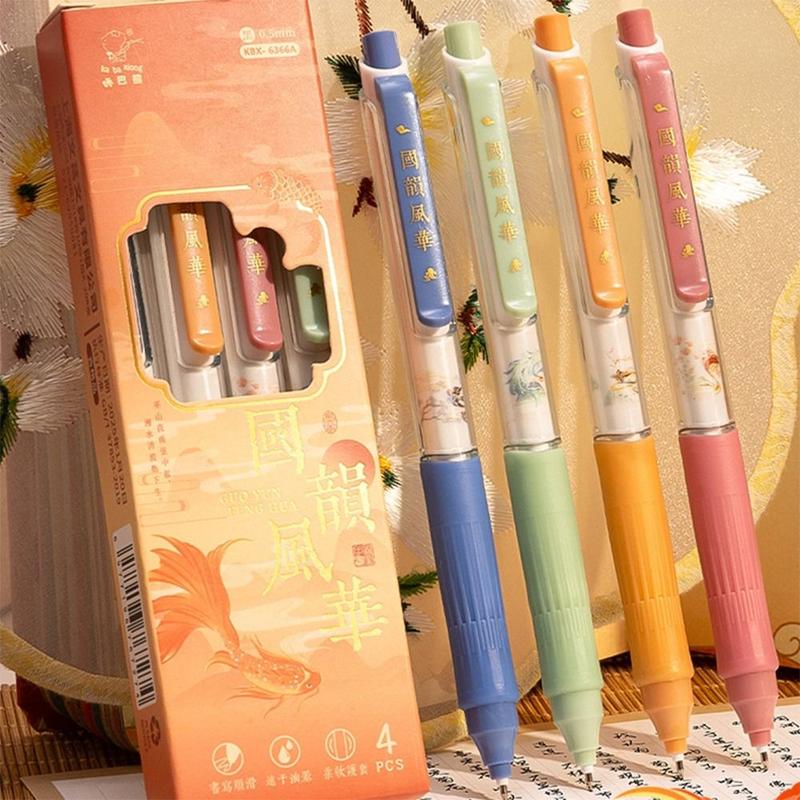 Product Introduction of 4PCS/Set Multifunctional 0.5mm Black Ink Gel Pen Press Using Soft Grip Ballpoint Pen Quick Drying Writing Tool School Office 17