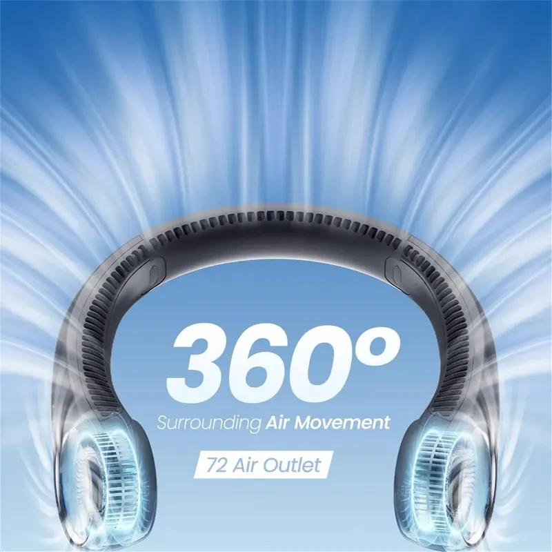 Portable Neck Fan, USB Rechargeable Hand Free Bladeless Neck Fan, 3 Speeds 72 Air Outlet, Adjustment Personal Cooling Fan for Traveling Office 3