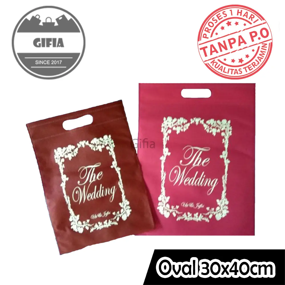 100pcs 30x40cm Goodie Bag Custom Sablon / Tas Spunbond / Tas Kain