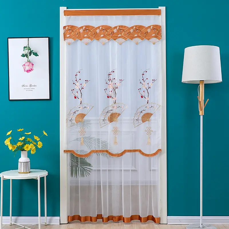 Rèm Lưới, Hai Lớp, 80 * 190 / 100 * 210cm, Thích Hợp Cho Phòng Khách Và Phòng Ngủ, Rèm Chống Muỗi, Rèm Không Cần Đục Lỗ, Rèm Ren, Rèm Cửa Ren, Thiết Kế Hình Quạt Mận, Thích Hợp Cho Phòng Ngủ Và Phòng Tắm, Rèm Thêu Mới 4