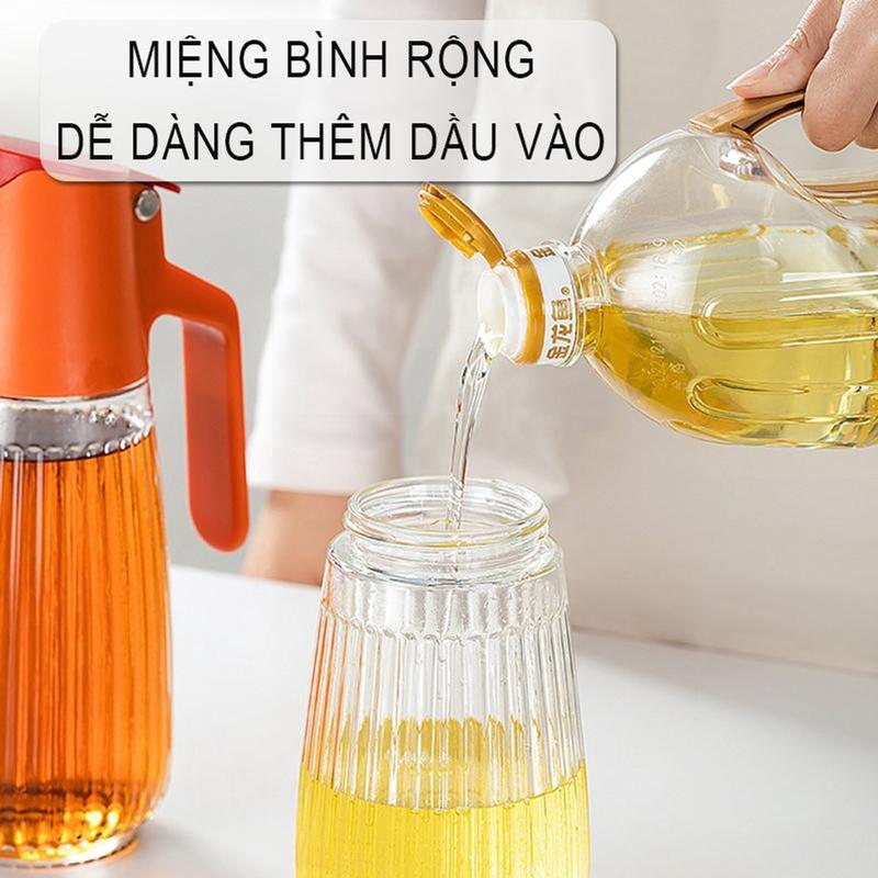 Bình đựnġ dầu ăn , gia vị nhà bếp bằng thủy tinh nắp mở tự động chắc chắn 5