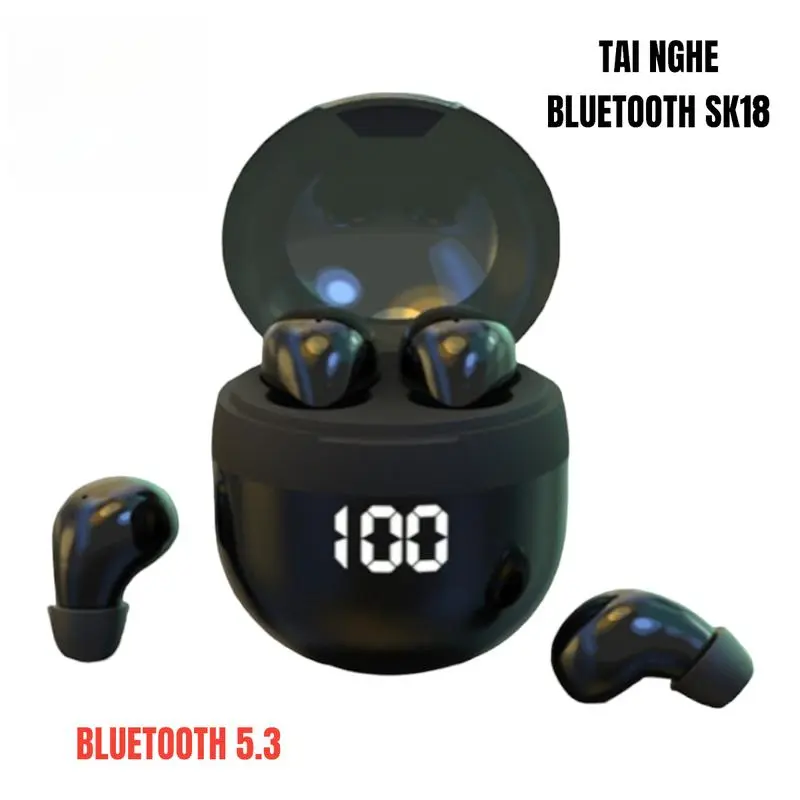 Tai Nghe Cao Bồi, SK18, Thiết Kế Nhỏ Gọn, Cảm Ứng Thông Minh, Kết Nối Ổn Định, Âm Thanh HiFi Cao Cấp, Bluetooth 5.3, Thích Hợp Nghe Nhạc Nhét Tai Earphone ky5  tai a8  pro