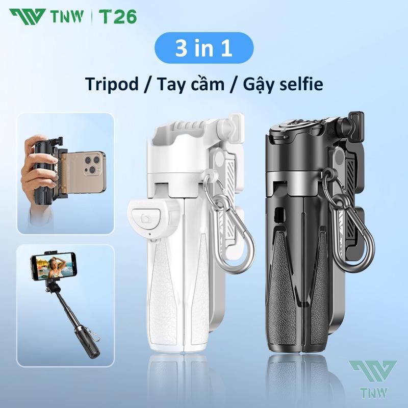 TNW T26 Chân tripod mini Capgrip 3 IN 1 cho điện thoại Gậy chụp ảnh Bluetooth có đèn trợ sáng Selfie