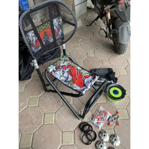 Ghế Câu Đài, Ghế câu cá địa hình,Ghế Cá Chép đầy đủ phụ kiện, Chân địa hình, tựa cao, màu đen - Mika fishing