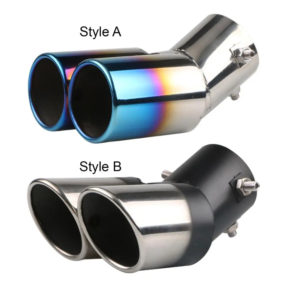 Car Dual Exhaust Tip Tail Pipe Accessory Stainless Steel Exhaust Tail Throat