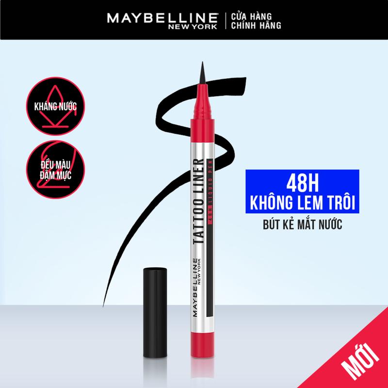 Bút Kẻ Mắt Nước Đậm Màu Không Lem Trôi Maybelline New York Tattoo Liner 48h Liquid Pen Mới