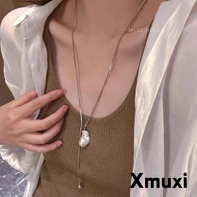 [Xmuxi] Kalung Mutiara Tarik-Tarik Panjang Gaya Elegan X147