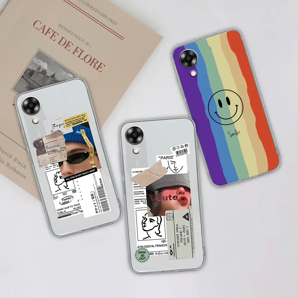 For Oppo A17 A17K Phone Case Cute Bear Heart Transparent Soft Silicone Shockproof Cover Shell For OppoA17 OPPOA17K A 17 17K Shell Bumper