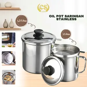 ACS Oil Pot Stainless Steel 1300ML / Tempat Saringan Minyak Bekas Pakai Oilpot