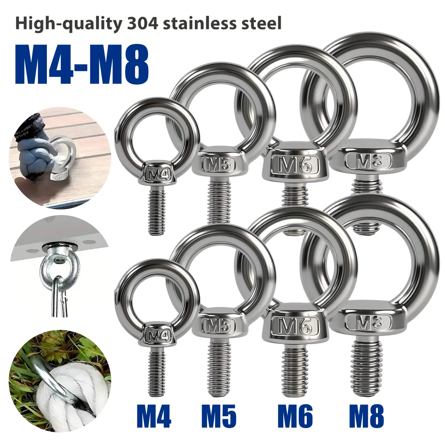 M4 M5 M6 M8 Lifting Ring Screws Lengthening Round Rings Head Bolts ...