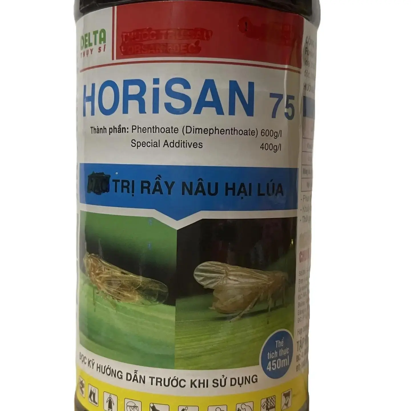 HORISAN 75EC-DELTA Thuỵ Sỹ-Chai 450ml chứa dung dịch xua đuổi côn trùng gây hại lúa