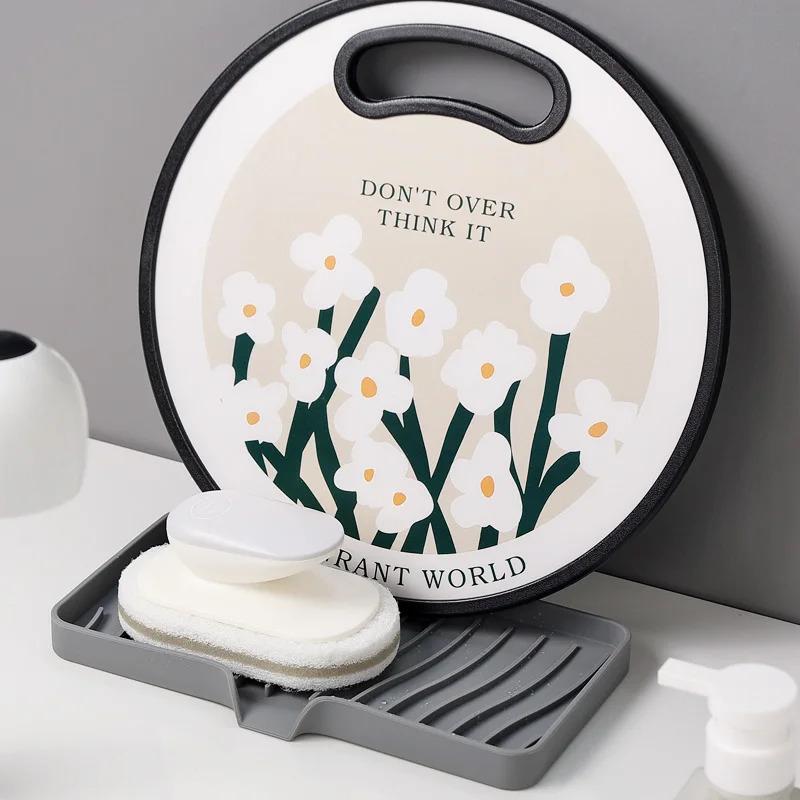 Product Introduction of Self Draining Soap Bar Holder Silicone Kitchen Sink Soap Dish Sponge Tray Counter Caddy Organizer for Dish Soap Dispenser 22