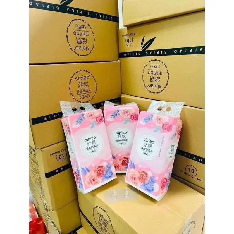 Thùng 5 Bịch Giấy SIPIAO Treo Trường 4 Lớp mỗi bịch 1000 tờ dai mềm tặng kèm móc treo Giấy Vệ Sinh 2