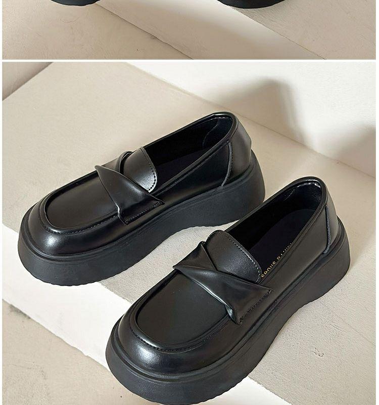 Product Introduction of British Style Women's Leather Shoes 2023 Summer Autumn New Thick-Soled Black Loafers Retro Slip-On Mary Jane Shoes nam 35